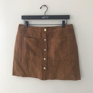 Atmosphere Tan Brown Suede Button Down Skirt